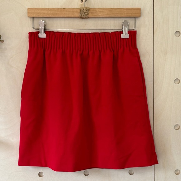 J. CREW Mercantile Sidewalk Skirt Size 2 Red Polyester Blend Crepe - Picture 2 of 9